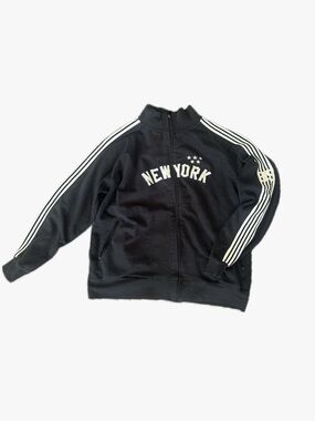 Kids Black 'New York' Track Jacket with Stripe Detail